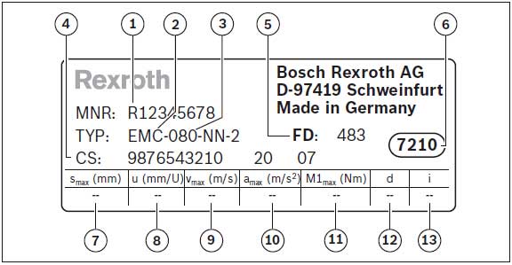 力士樂電動缸銘牌